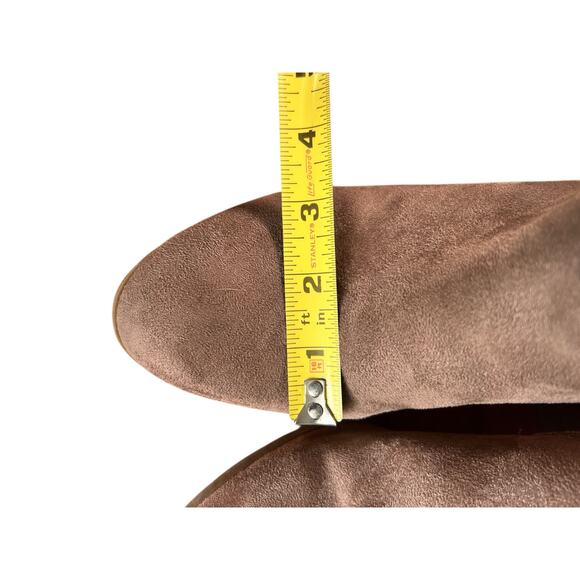 Merona Ankle Boots Women 9 Faux Suede Shoes Taupe Tan Heel Side Zip Neutral Chic - Picture 11 of 15